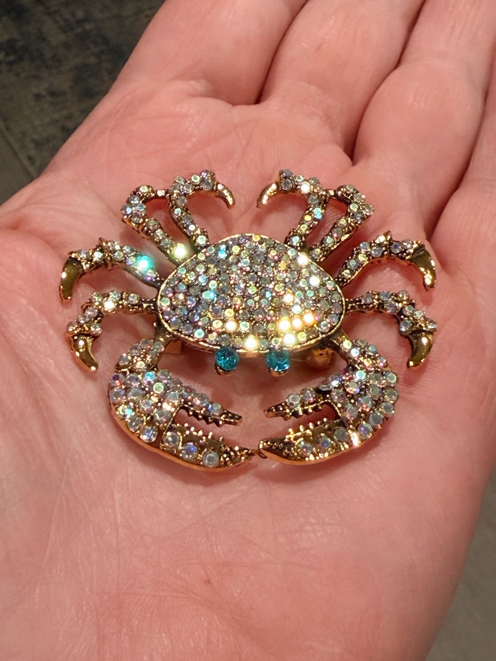 Sparkling Gold Crystal Crab Brooch - Sparkling Gold Crab Pin